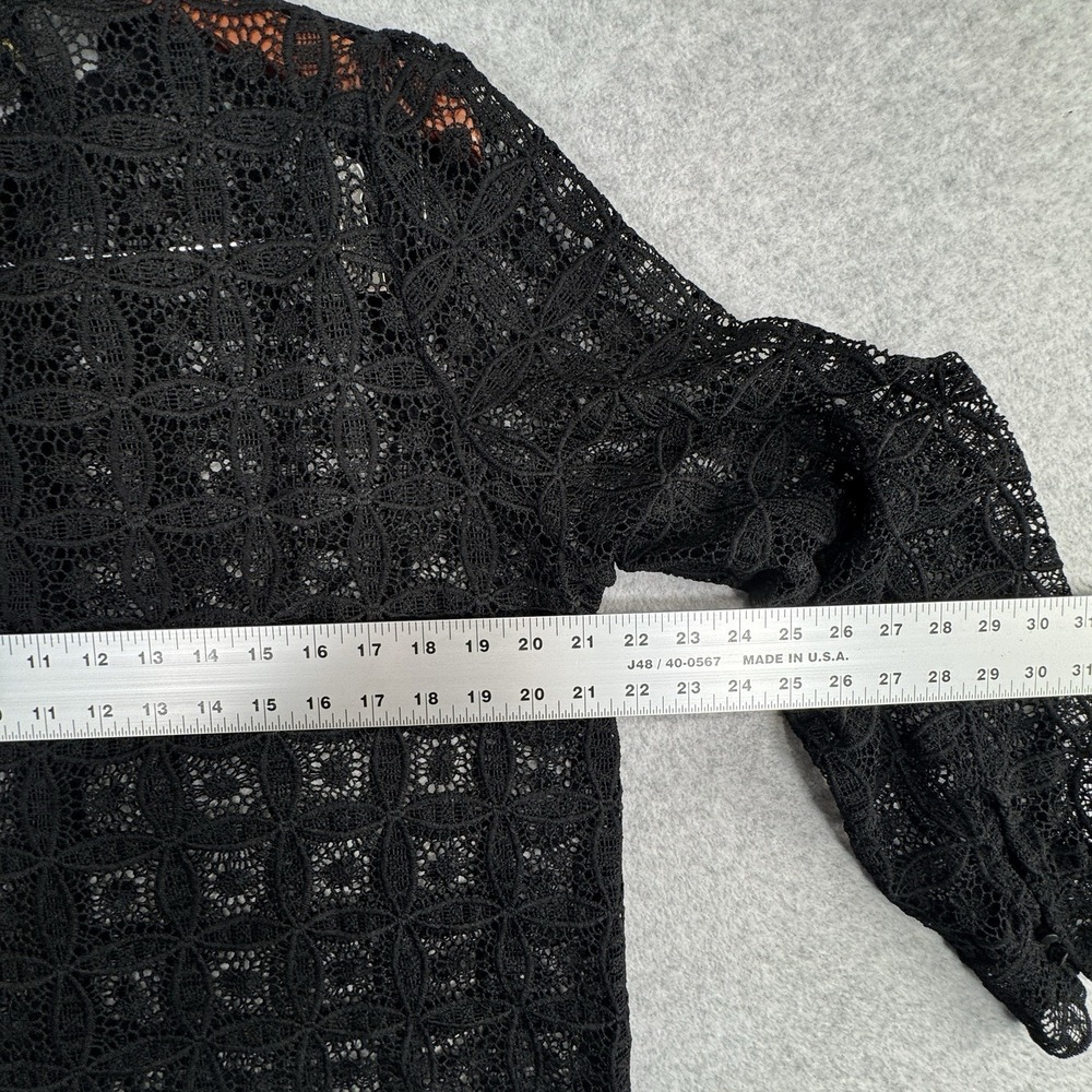 House of Harlow 1960 Black Eyelet Ruffle Neck Button Front Blouse NWT L Floral - Picture 14 of 14